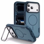 כיסוי CyberShield Titan MagSafe כחול לאייפון עם מעמד אחורי והגנה מוגברת