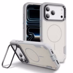 כיסוי CyberShield Titan MagSafe אפור לאייפון עם מעמד אחורי מובנה