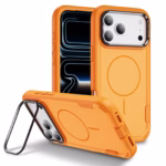 כיסוי CyberShield Titan MagSafe כתום לאייפון עם מעמד מובנה והגנה מוגברת
