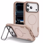כיסוי CyberShield Titan MagSafe ורוד לאייפון עם מעמד מובנה והגנה מוגברת
